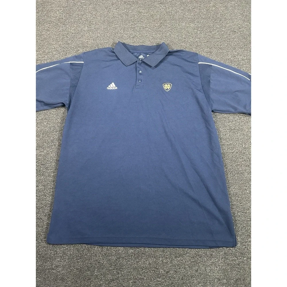Adidas Polo‎ Men's XL Navy Blue Notre Dame Fighting Irish Embroidered Clima Cool